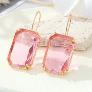 Anthropologie Pink and Gold Geometric Earrings
